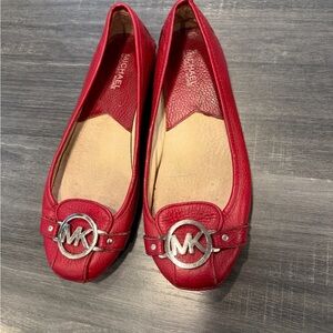 Michael Kors Red Fulton Moccasins with Silver Logo